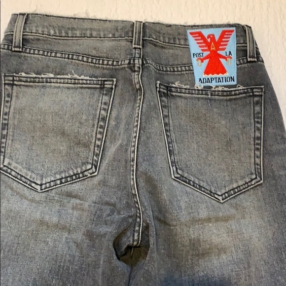 Post LA Adaptation Crop Kick Flare Distressed Black Jeans - Picture 2 of 16